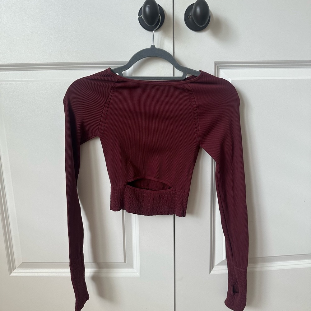FP Movement- Oxford cut it out crop long sleeve